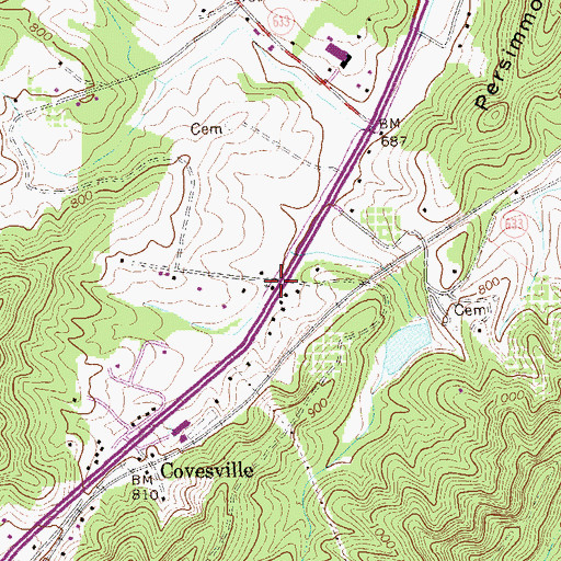 Topographic Map of Covesville Baptist Church, VA