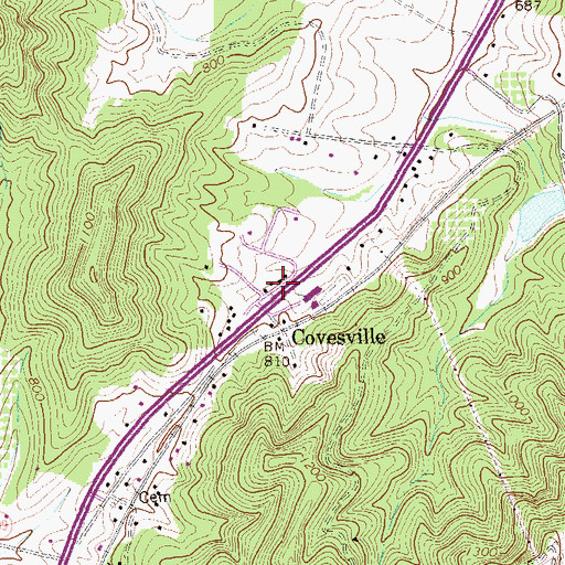 Topographic Map of Covesville Post Office, VA
