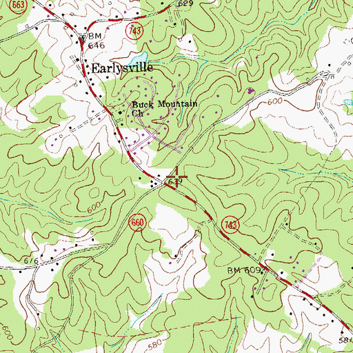 Topographic Map of Earlysville Post Office, VA