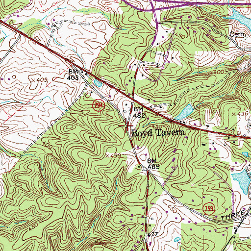 Topographic Map of Boyd Tavern Post Office, VA