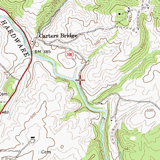 Topographic Map of Eolus Mill (historical), VA