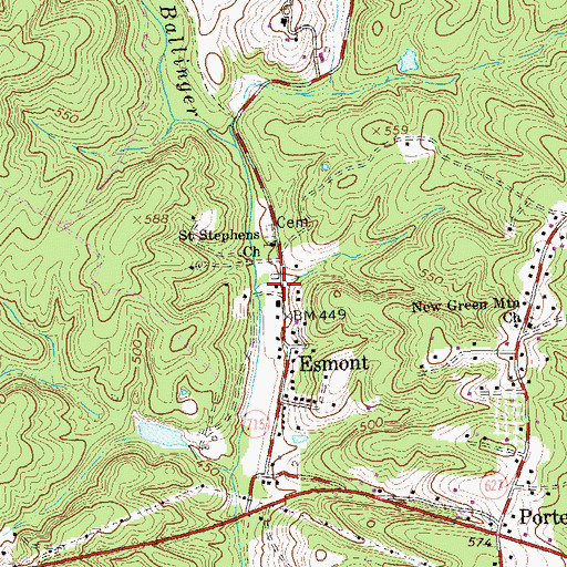 Topographic Map of Esmont Post Office, VA