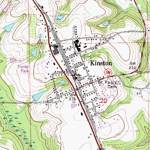 Topographic Map of Kinston Post Office, AL