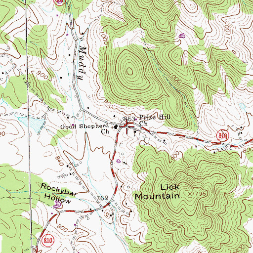 Topographic Map of Fry Hill Church (historical), VA