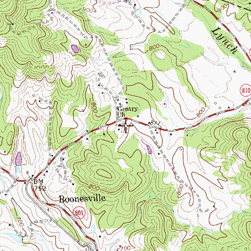 Topographic Map of Gentry Cemetery, VA
