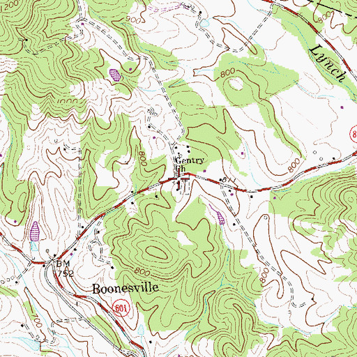Topographic Map of Gentry School (historical), VA