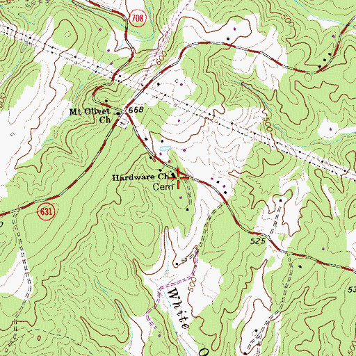 Topographic Map of Hardware Baptist Church Cemetery, VA