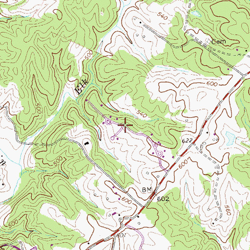 Topographic Map of Hickory Ridge, VA