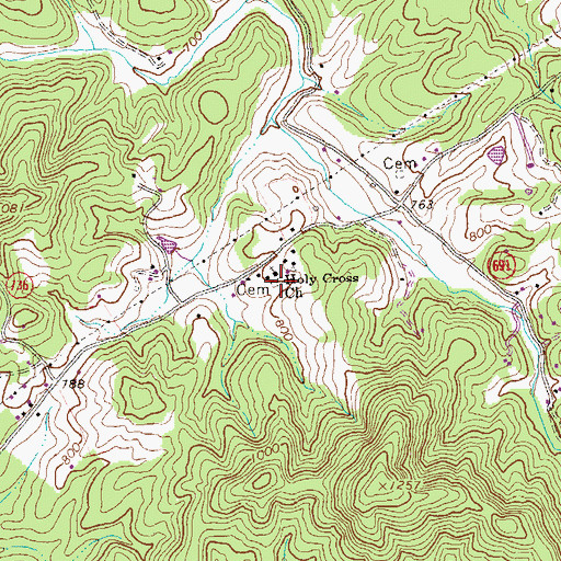 Topographic Map of Holy Cross Cemetery, VA