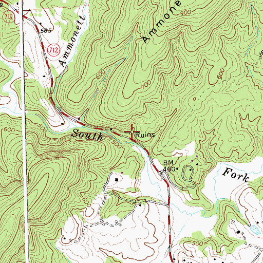 Topographic Map of Johnson Mill (historical), VA