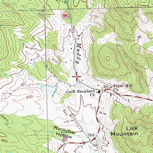 Topographic Map of Kids Run Church (historical), VA