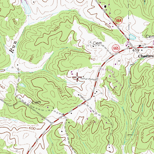 Topographic Map of Longwood, VA