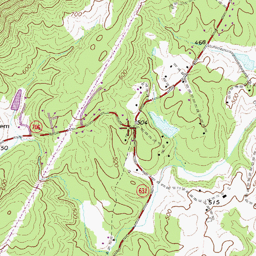 Topographic Map of Mathews Chapel (historical), VA