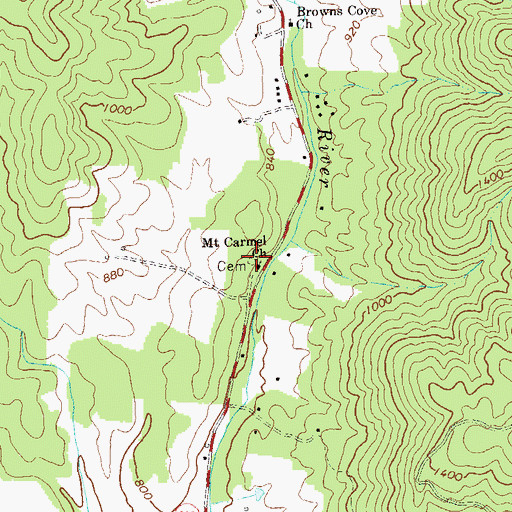 Topographic Map of Mount Carmel Cemetery, VA