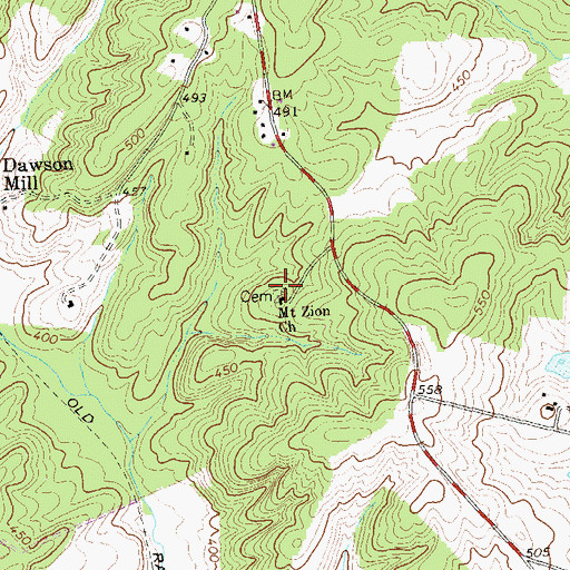 Topographic Map of Mount Zion Cemetery, VA