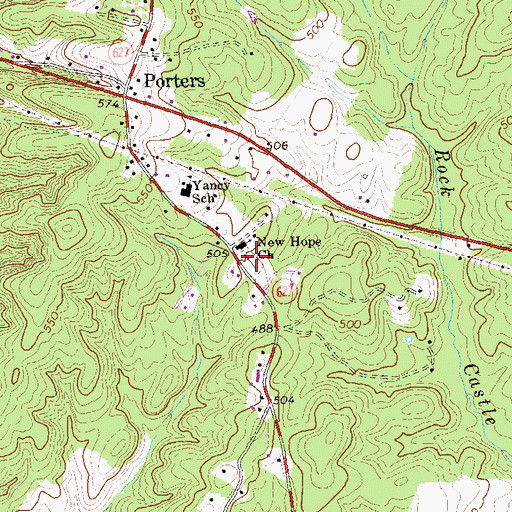 Topographic Map of New Hope Cemetery, VA