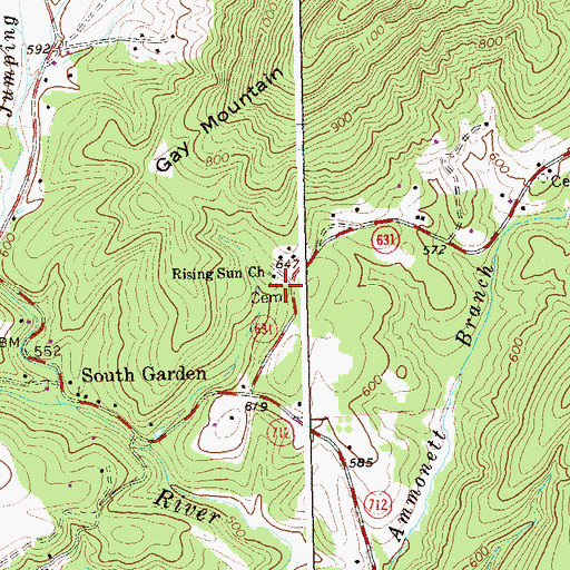 Topographic Map of Rising Sun Cemetery, VA