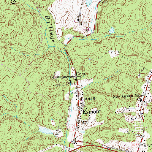 Topographic Map of Saint Stephens Cemetery, VA
