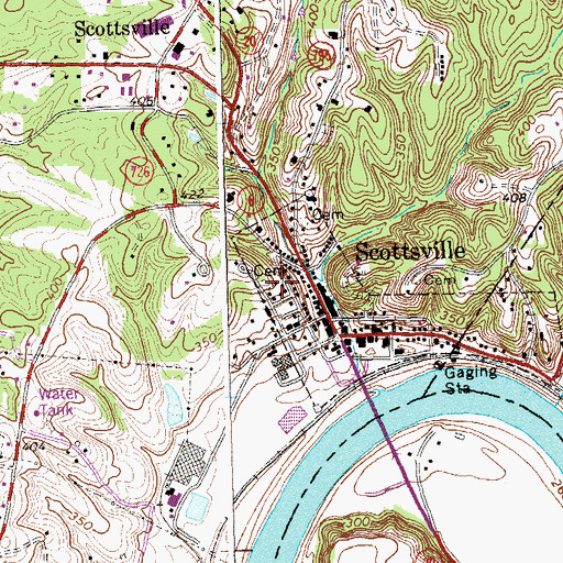 Topographic Map of Scottsville Baptist Church, VA