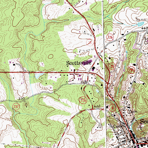 Topographic Map of Scottsville Volunteer Fire Department, VA