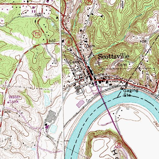 Topographic Map of Scottsville Library, VA