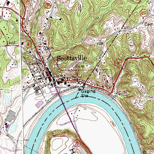 Topographic Map of Scottsville Museum, VA