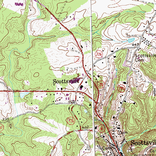 Topographic Map of Scottsville Post Office, VA