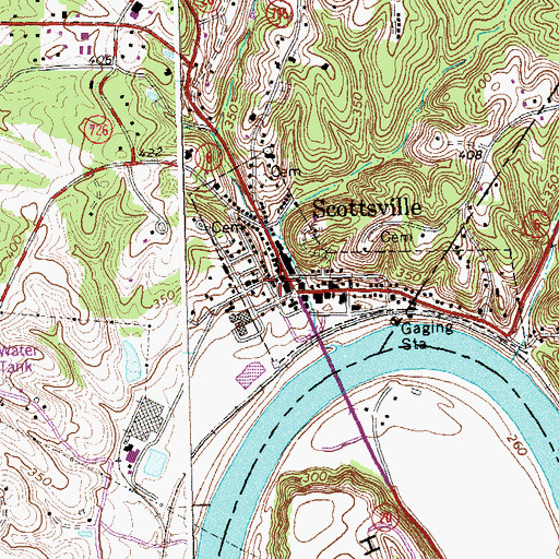 Topographic Map of Scottsville Presbyterian Church, VA