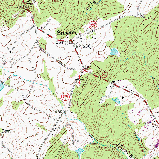Topographic Map of Simeon School (historical), VA