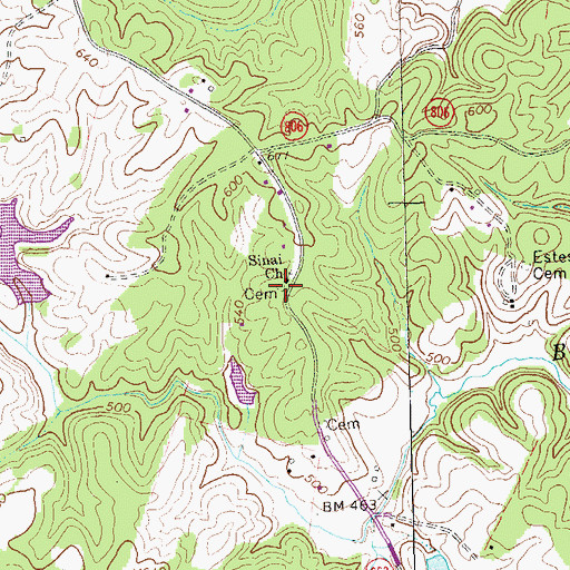Topographic Map of Sinai Cemetery, VA