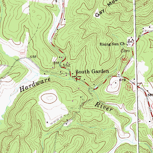 Topographic Map of South Garden Baptist Church, VA