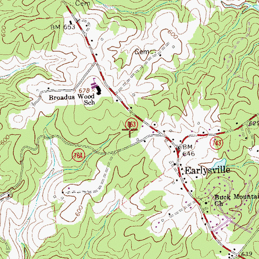 Topographic Map of The Pines, VA