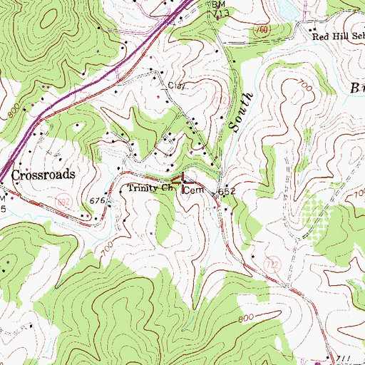 Topographic Map of Trinity Cemetery, VA