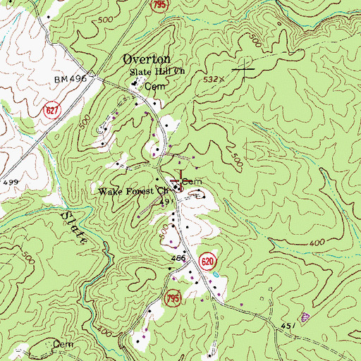 Topographic Map of Wake Forest Cemetery, VA