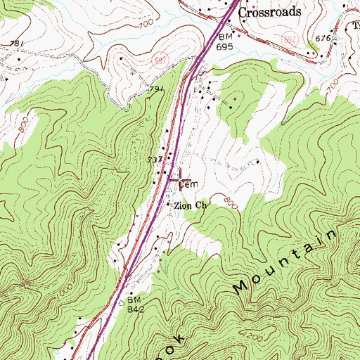 Topographic Map of Zion Cemetery, VA