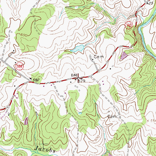 Topographic Map of Advance Mills School (historical), VA