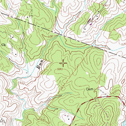 Topographic Map of Advance Mills Village, VA