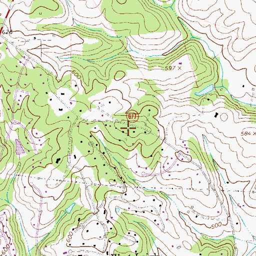 Topographic Map of Ballard Woods, VA