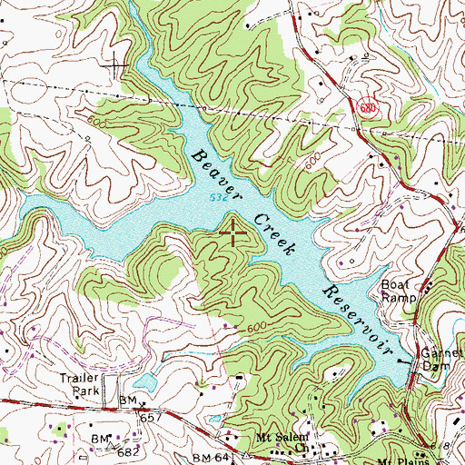 Topographic Map of Beaver Creek Reservoir Park, VA