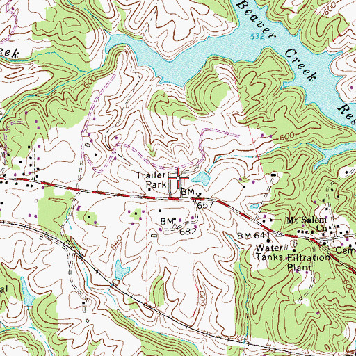 Topographic Map of Beaver Hill Mobile Home Park, VA