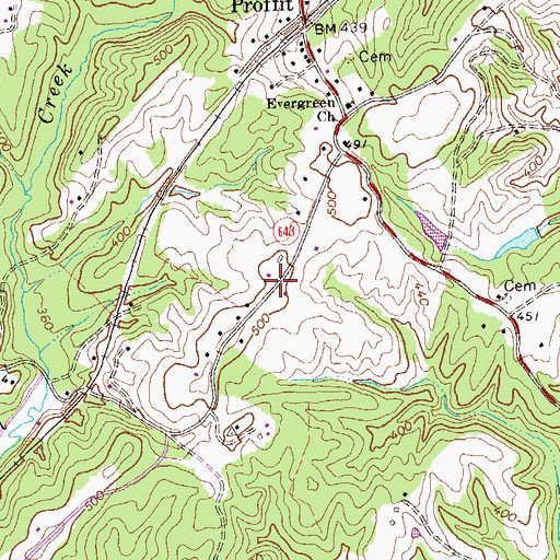 Topographic Map of Bentivar, VA