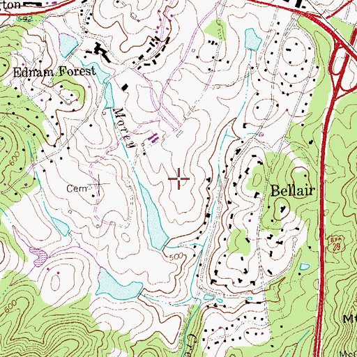 Topographic Map of Birdwood Golf Course, VA