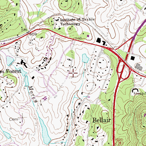 Topographic Map of Birdwood Pavilion, VA
