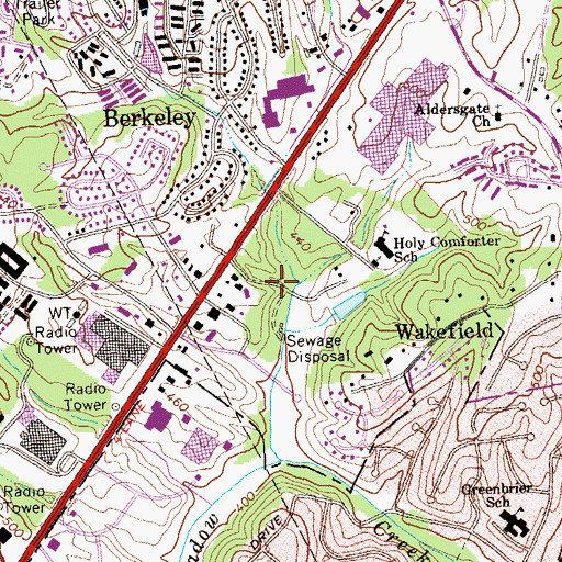 Topographic Map of Branchland, VA
