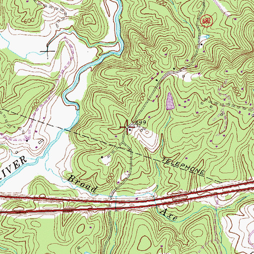 Topographic Map of Broad Axe (historical), VA