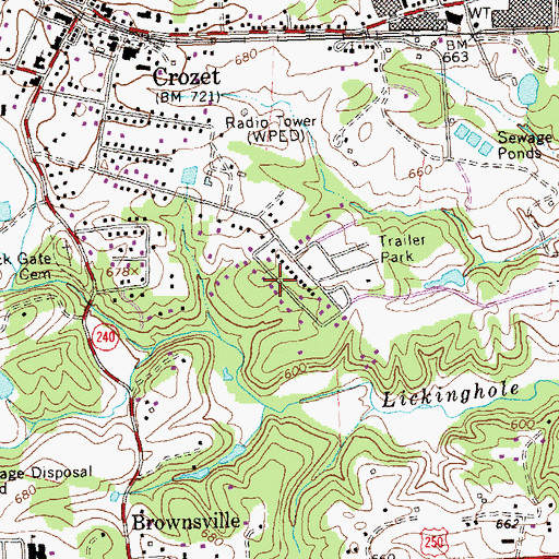 Topographic Map of Brookwood, VA