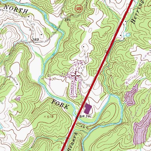 Topographic Map of Camelot, VA