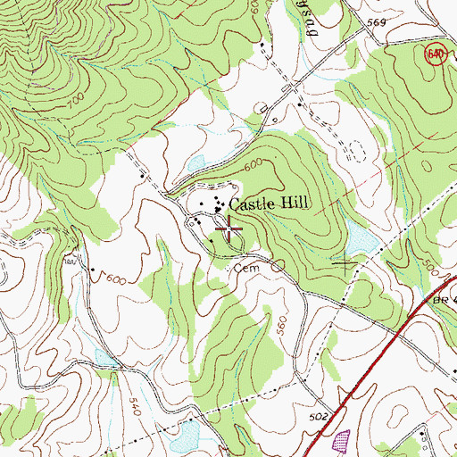 Topographic Map of Castle Hill, VA
