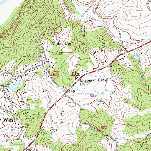 Topographic Map of Chapman Grove Cemetery, VA