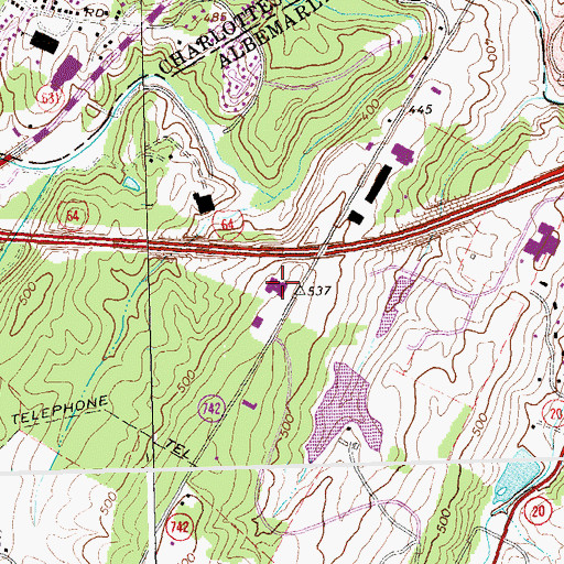 Topographic Map of Charlottesville-Albemarle Joint Security Complex, VA